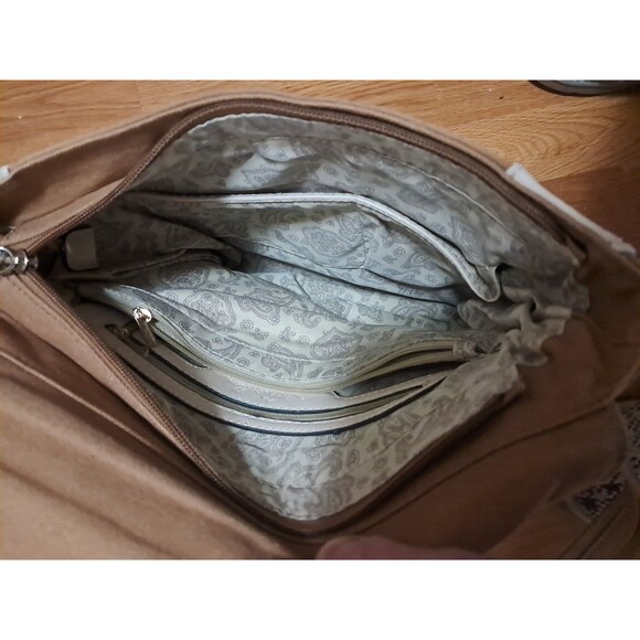 Simply Noelle Backpack Womens Beige Large Purse Bag Pockets Top Flap Snaps Zip - Picture 6 of 16